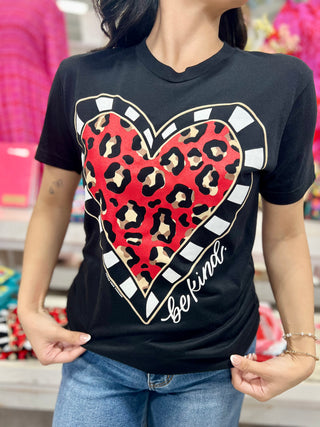 BE KIND LEOPARD HEART TEE