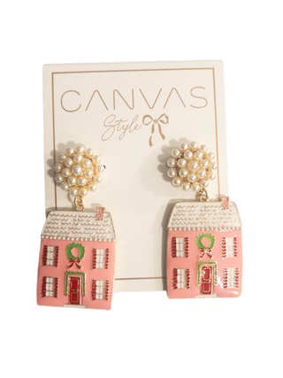 Christmas House Enamel Earrings