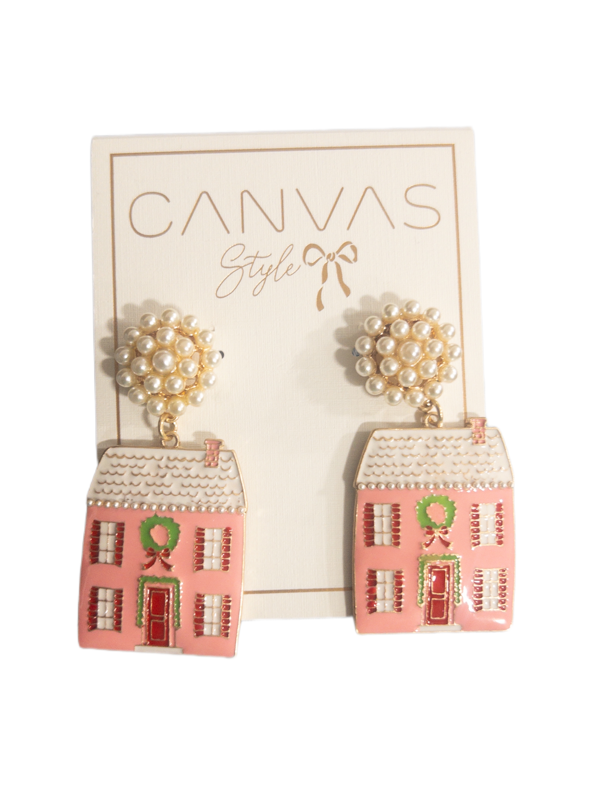 Christmas House Enamel Earrings