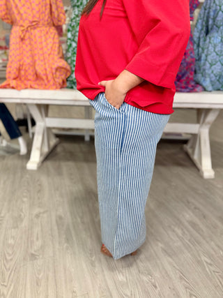 EVELYN Stripe Wide-Leg Pants