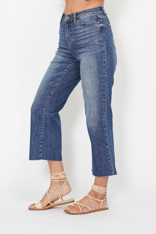HUDA HW BACK POCKET EMBROIDERY CROP WIDE