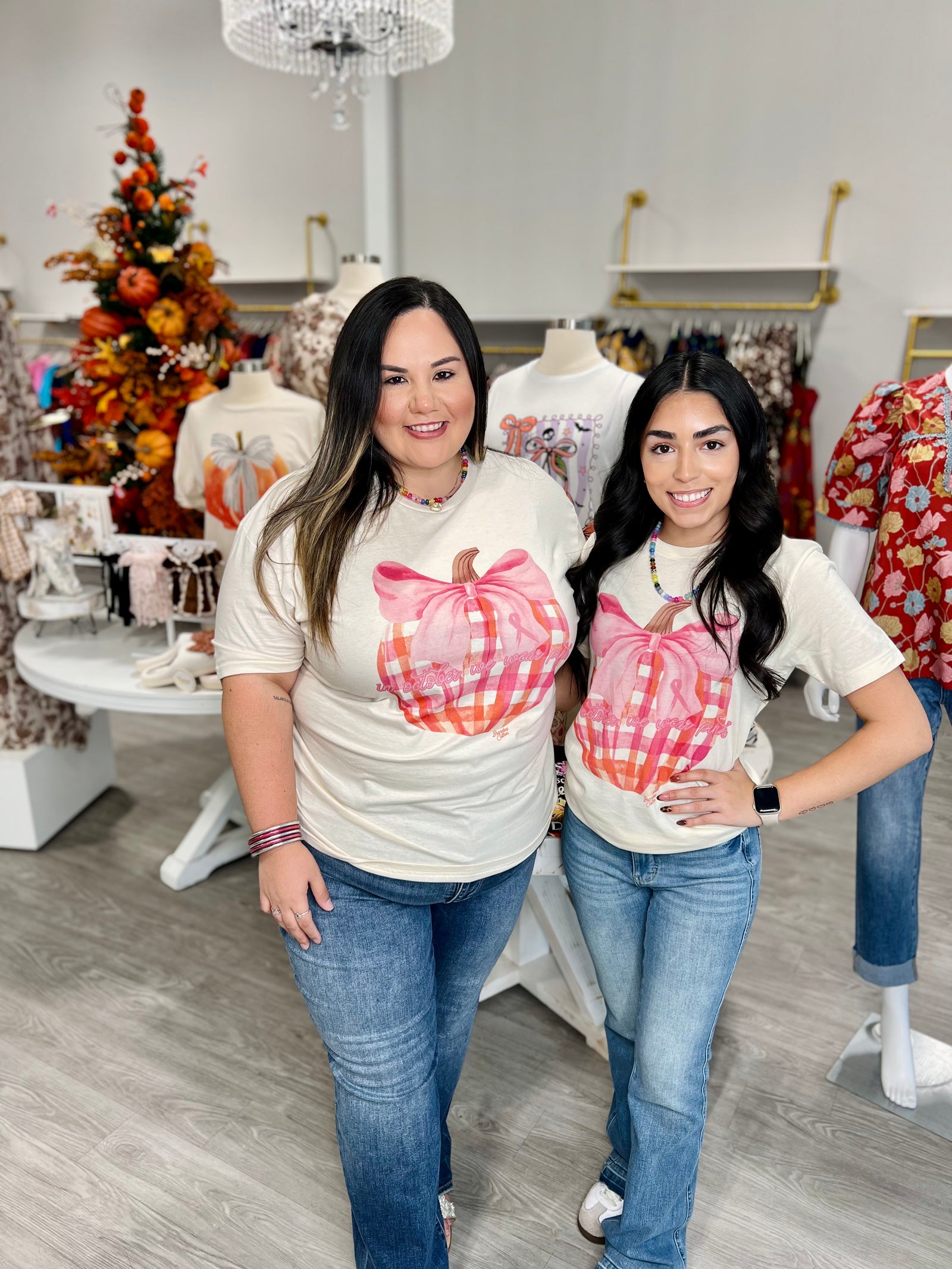 PINK PLAID PUMPKIN TEE