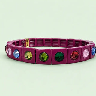 Maeve Jewel Tones Enamel Stretch Bracelet - Autumn / Fall B-130