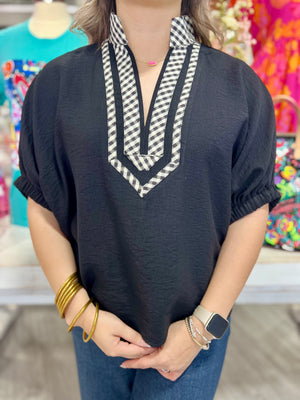 MAYA BLACK GINGHAM TOP