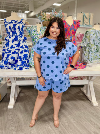 Navy Blue Polka Dot Set