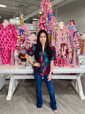 ALEXA TAVIA SPLIT NECK BLOUSE