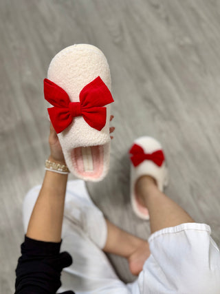 BETTY BOW RED SLIPPERS