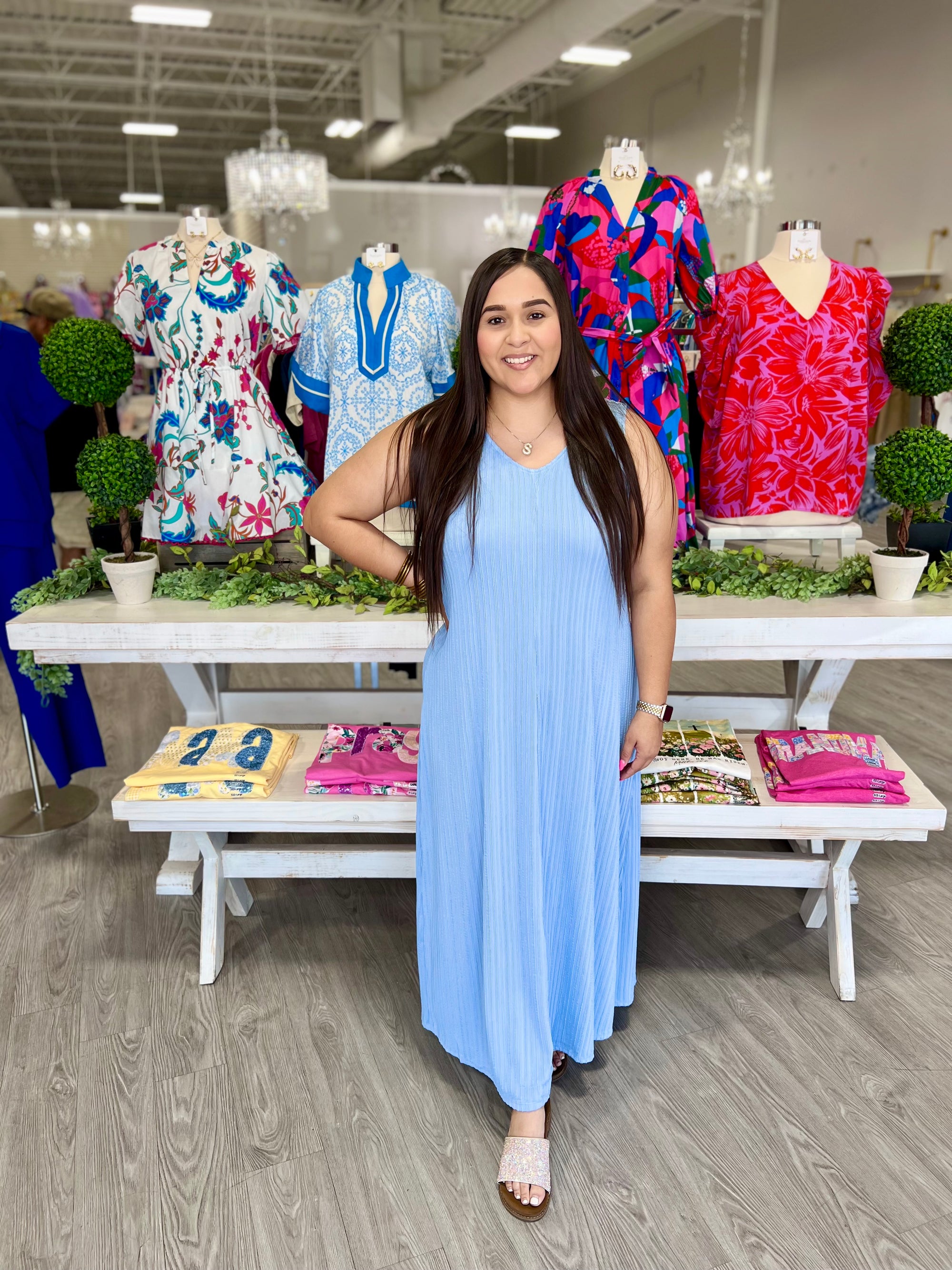 CAMRYNN MAXI DRESS- LIGHT BLUE- DOOR BUSTER