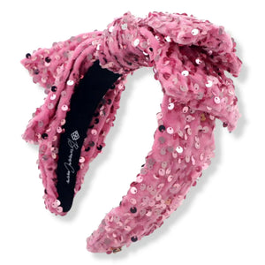 ADULT SIZE PINK SEQUIN SIDE BOW HEADBAND