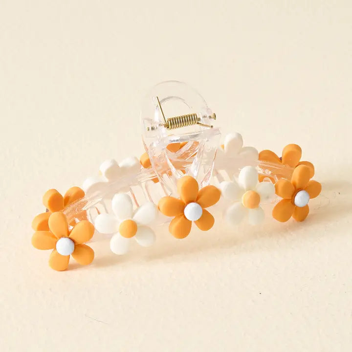 Daisy Claw Clip - Orange