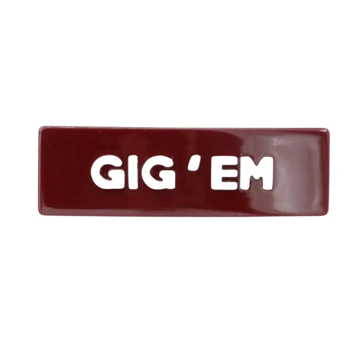 Texas A&M Maroon Gig 'em Rectangle Barrette Clip