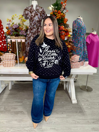 Licensed Black Scattered Rhinestone Sweatshirt