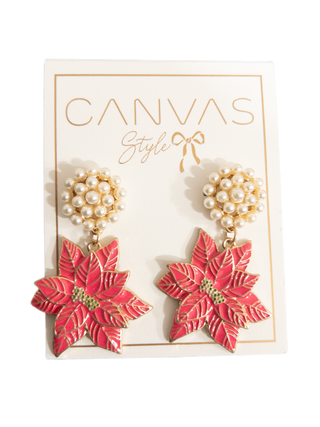 Poinsettia Enamel Earrings in Fuchsia