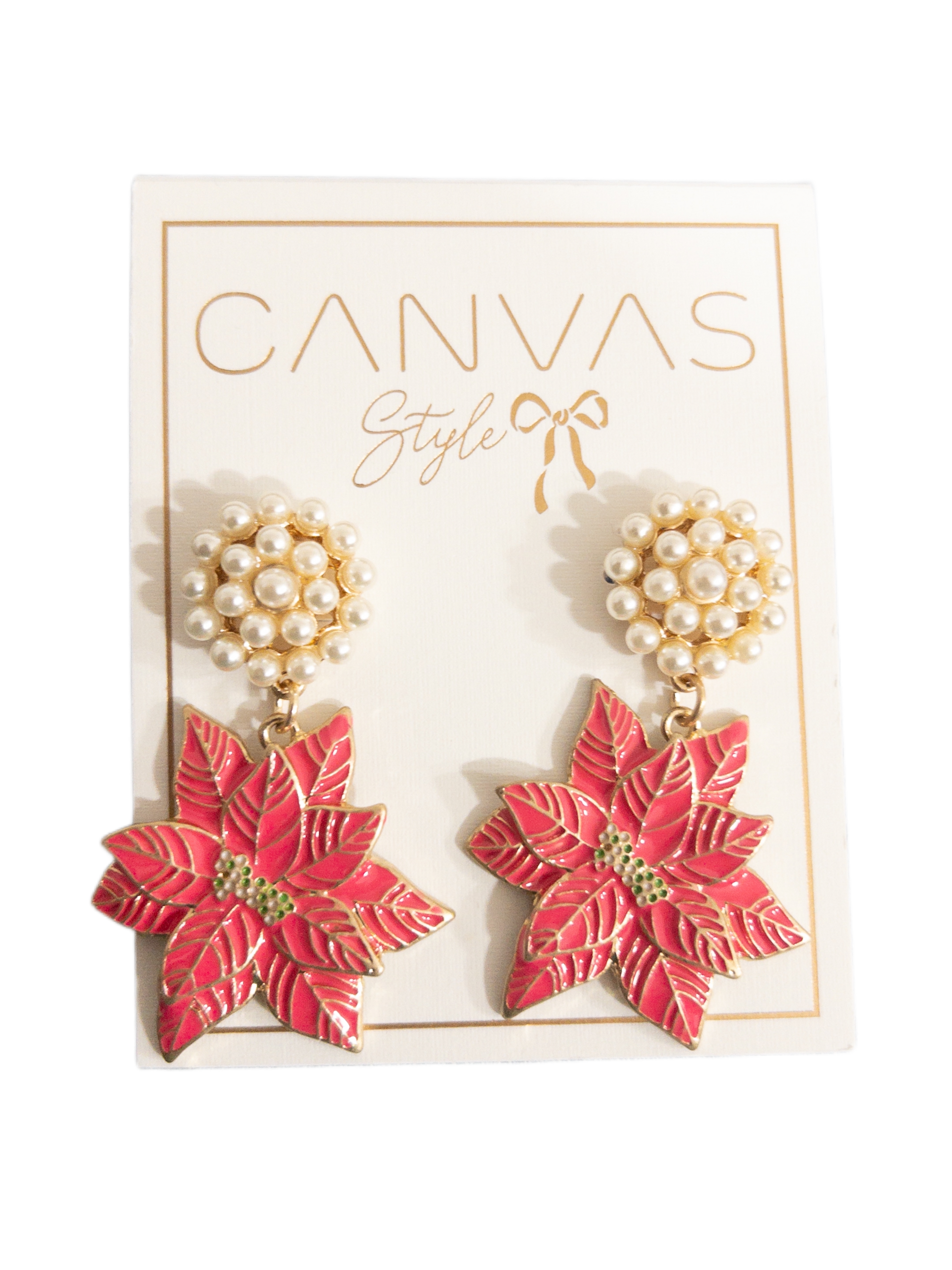 Poinsettia Enamel Earrings in Fuchsia