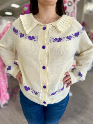 STACY RUFFLE COLLAR CARDIGAN