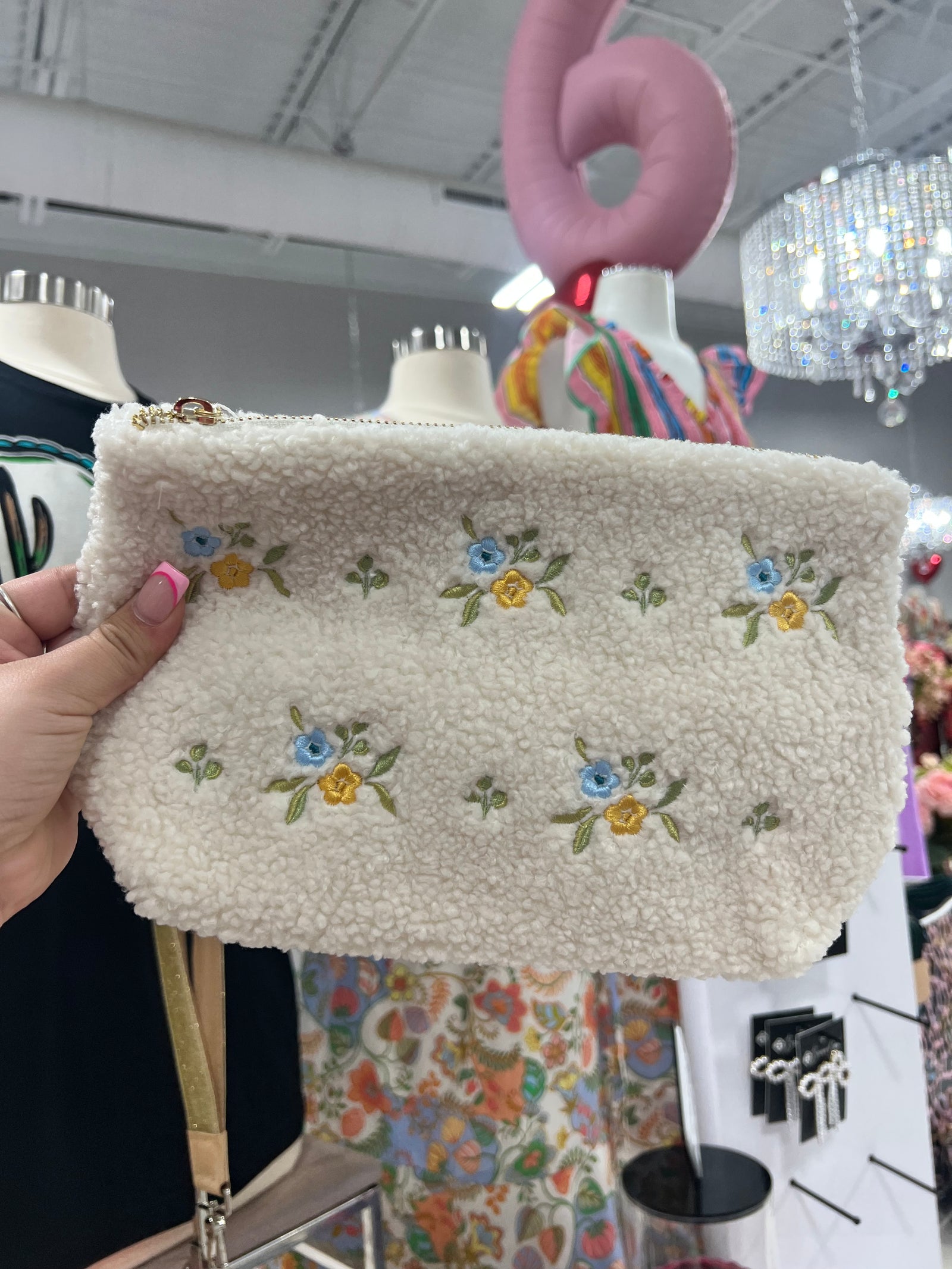 DAINTY FLORAL BLUE + YELLOW POUCH