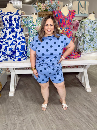 Navy Blue Polka Dot Set