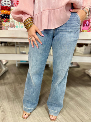 AVA HW JUDY BLUE WIDE LEG TROUSER