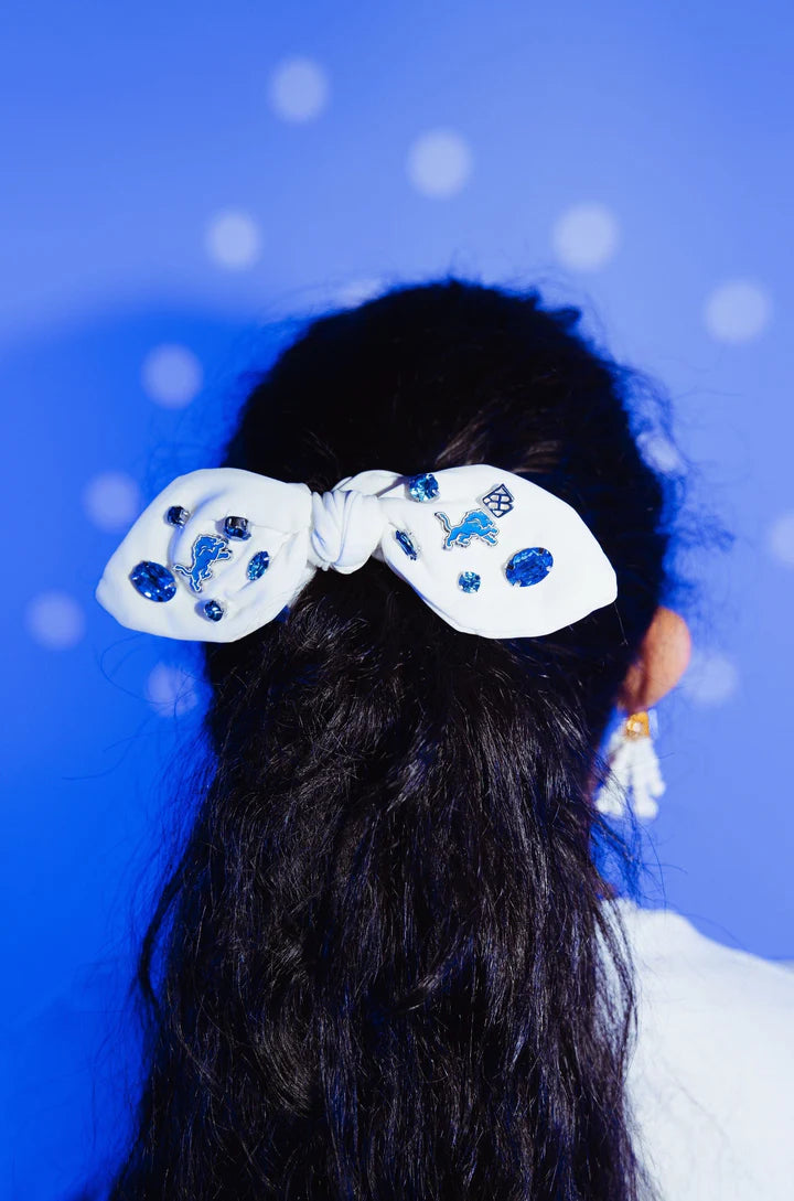 Detroit Lions White Logo Bow Scrunchie