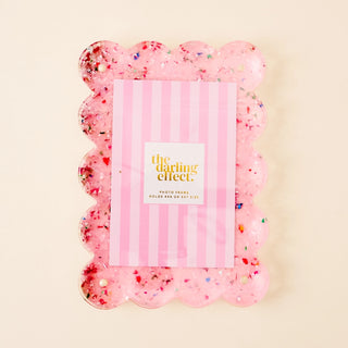 Rectangle Scalloped Acrylic Frame-Confetti Pink