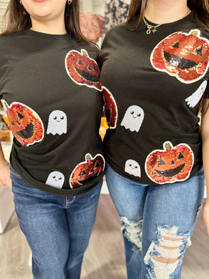 SEQUIN PUMPKIN & GHOST TSHIRT