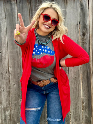 Patriotic Lips In Ink On Tee