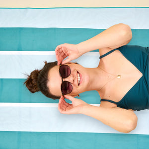 Xl Quick-Dry Beach Towel–Sicily Stripes Teal