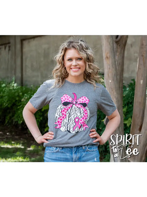 CANCER RIBBON BOW PUMPKIN TEE