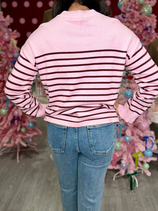 LEAH STRIPE TOP- PINK