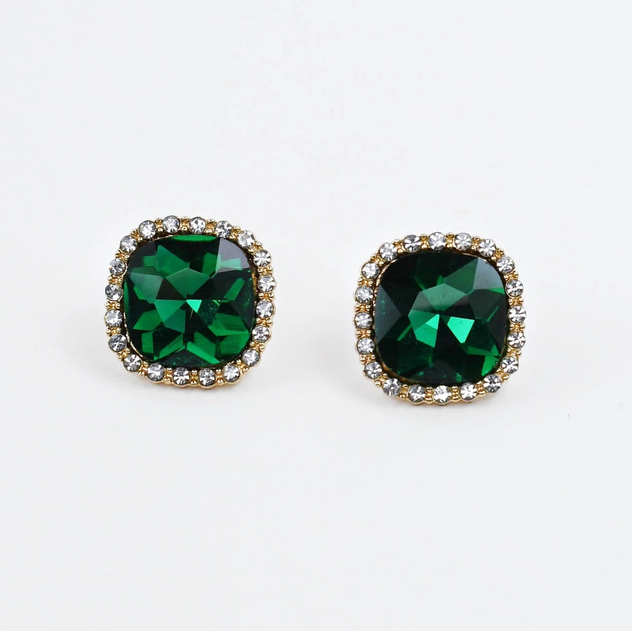 Holiday Shine Stud Earrings- GREEN