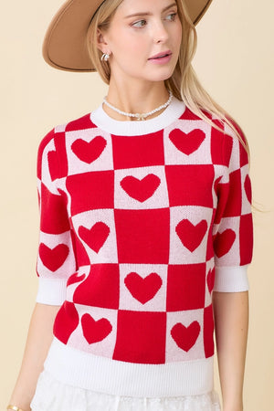 BETTY HEART SWEATER KNIT TOP