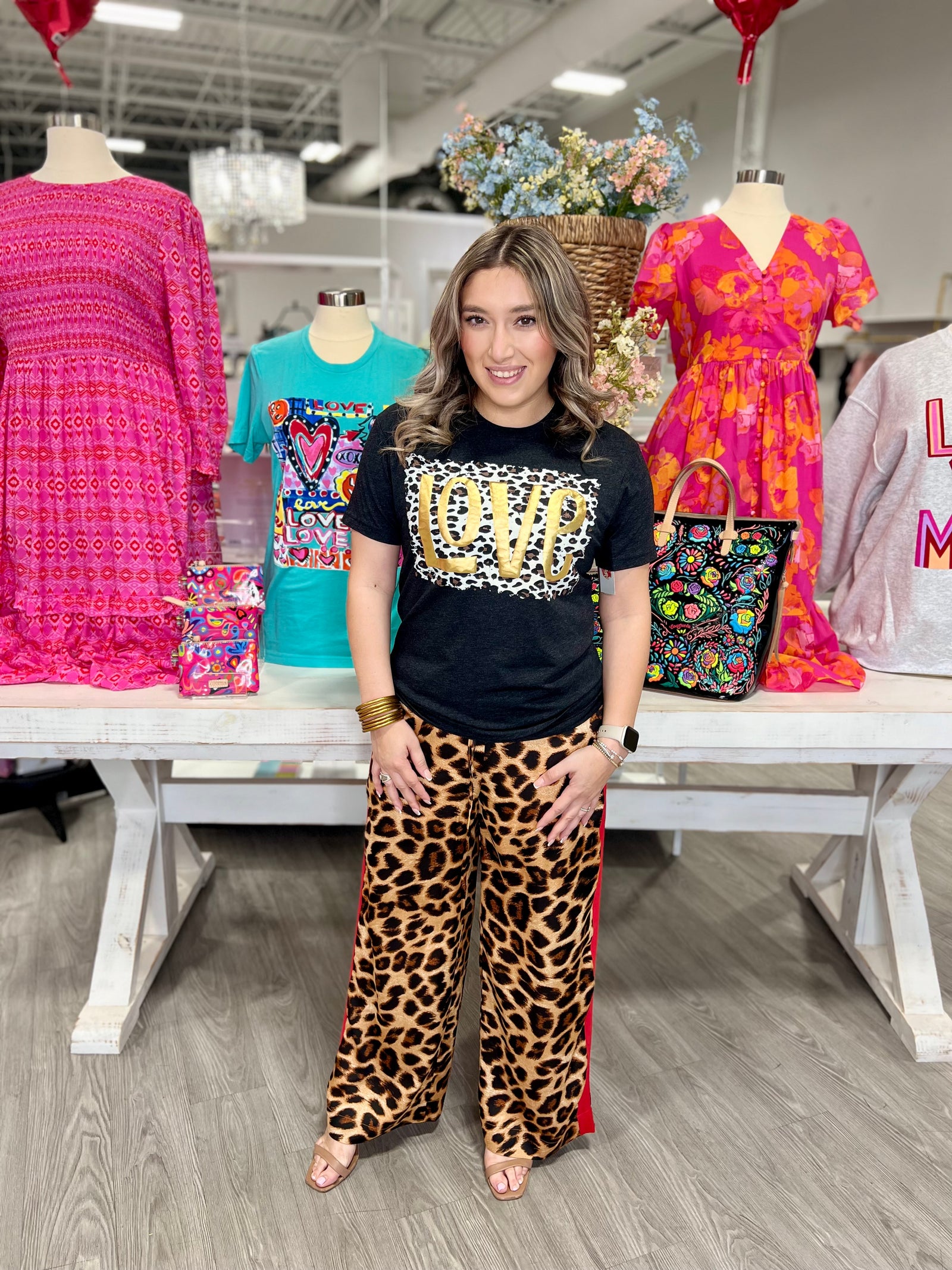 MAKAYLA RED LEOPARD PANTS