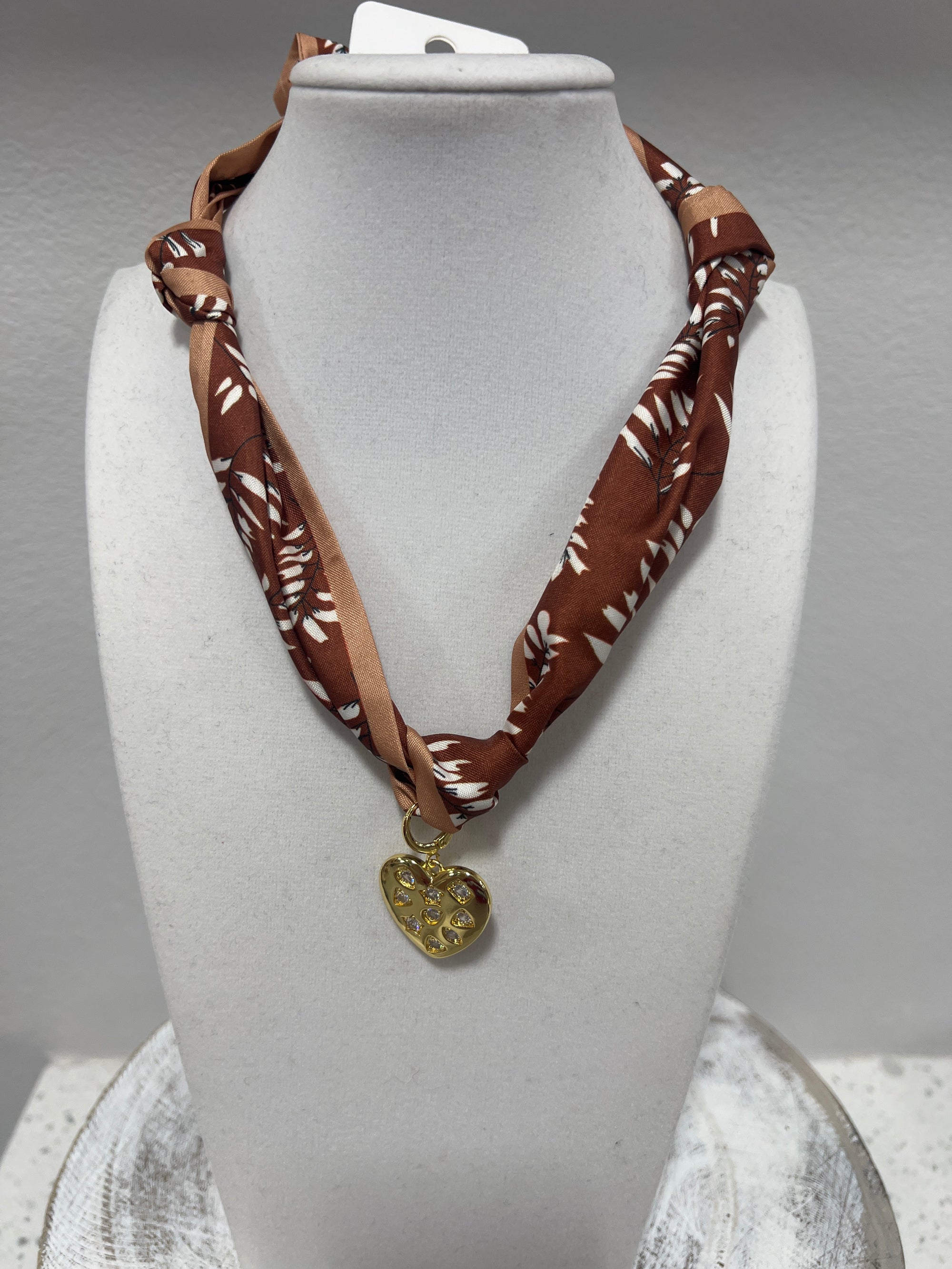 Tangled in Love Scarf Necklace-BROWN