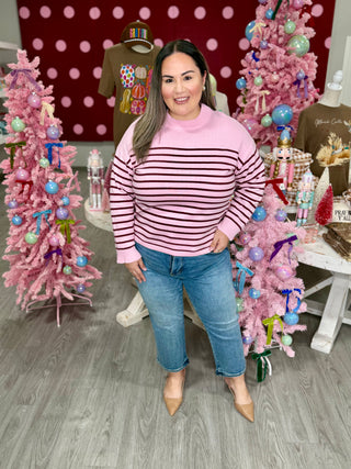 LEAH STRIPE TOP- PINK