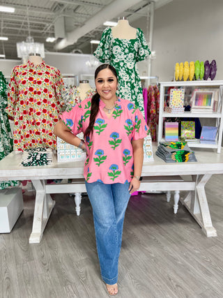 PINK FLORAL PRINT TOP