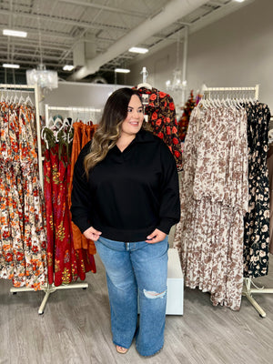 BRENDA BLACK PULLOVER TOP