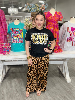 DANYSSA BLACK LEOPARD PANTS