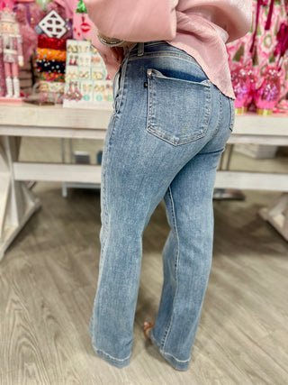AVA HW JUDY BLUE WIDE LEG TROUSER