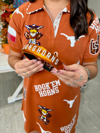 Texas Burnt Orange Thin Embroidered Headband