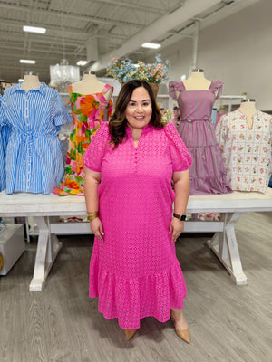 MARIEL PINK MIDI DRESS