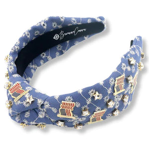 DENIM EYELET HEADBAND WITH FLAGS & STARS BRIANNA CANNON