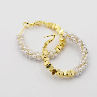 HALF PEARLY HOOPS- GOLD