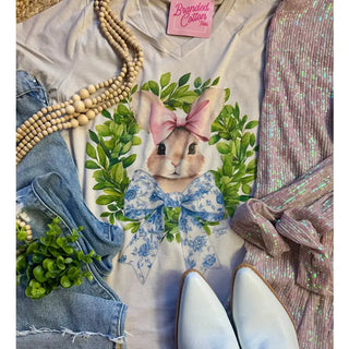 Bunny Bow Wreath Tee