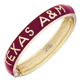Texas A&M Aggies Sculpted Enamel Hinge Bangle in Maroon