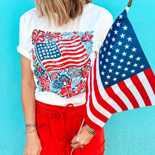FLAG & FLOWERS TEE