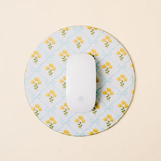 YELLOW ROSE BLUE BOW MOUSE PAD
