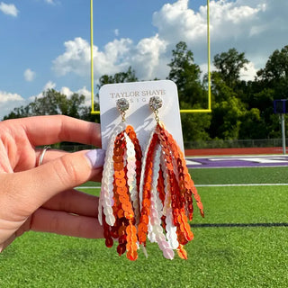 Orange/white Sequin Tassels earrings