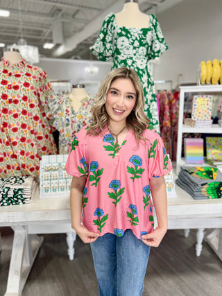 PINK FLORAL PRINT TOP