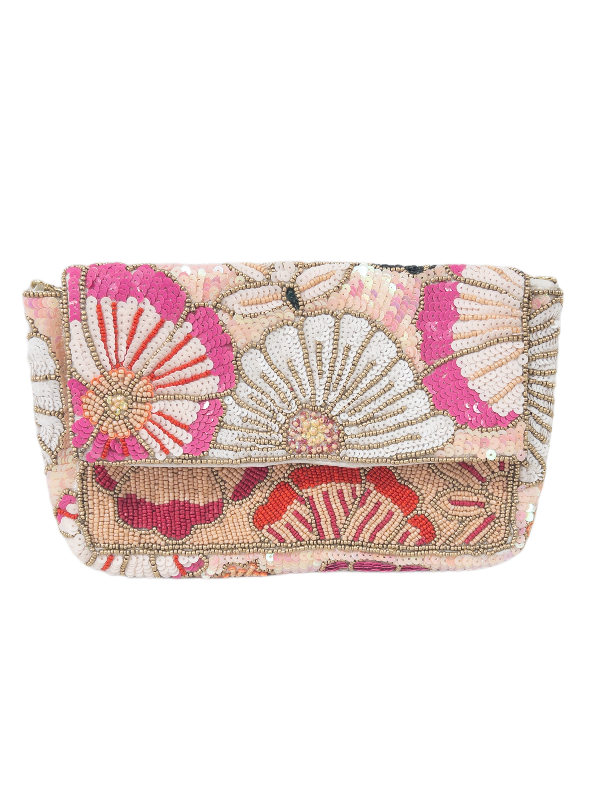 DOUBLE SIDED FLORAL BEADED LA CHIC CLUTCH