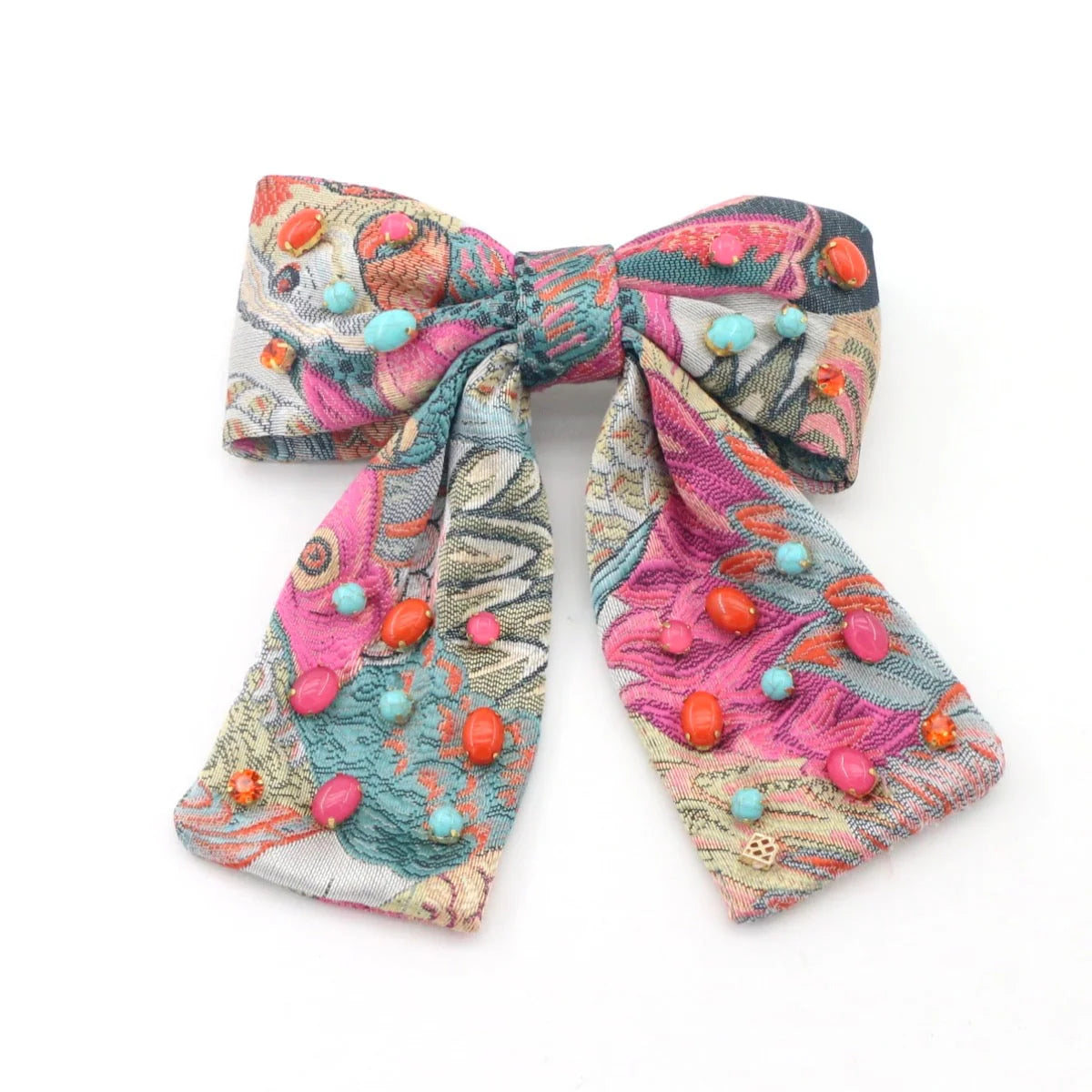 BIRD BAM BOW BARRETTE WITH CABOCHONS